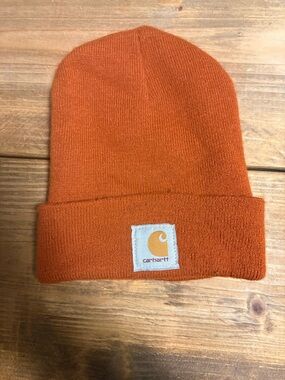 Carhartt Orange Knit Cuff Beanie with Patch
